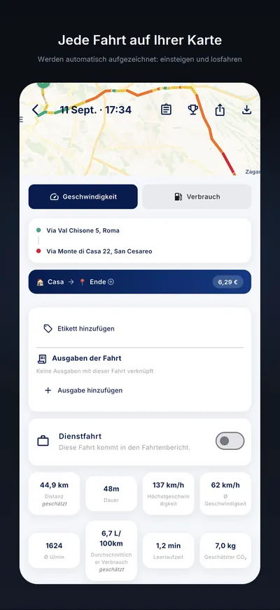 Die Fahrt auf der Karte